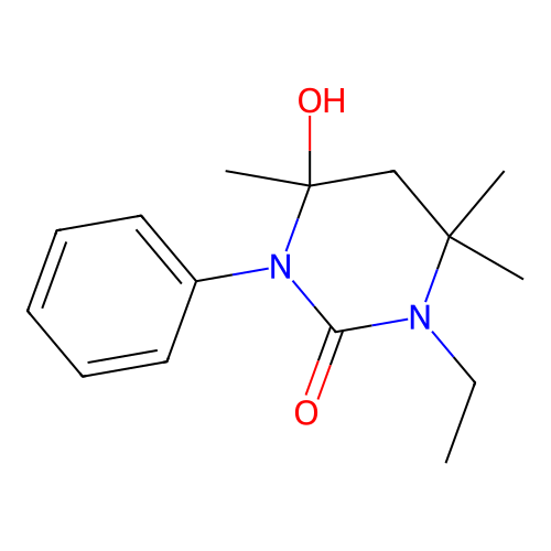 1-ethyl-4-hydroxy-4,6,6-trimethyl-3-phenyltetrahydropyrimidin-2(1H)-one structure