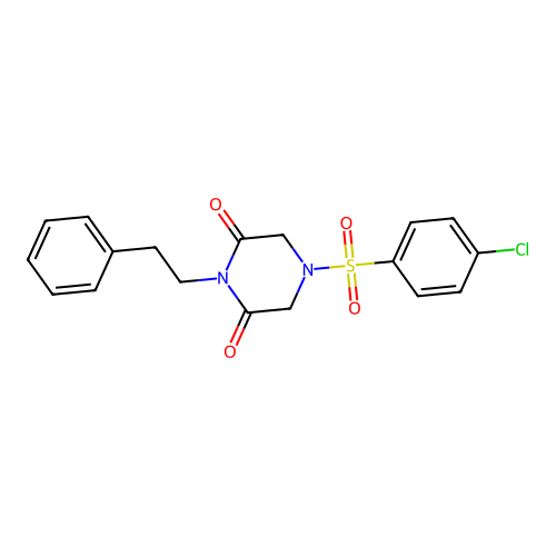 4-(4-Chloro-benzenesulfonyl)-1-phenethyl-piperazine-2,6-dione structure