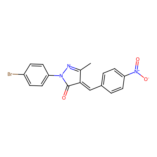 (E)-1-(4-bromophenyl)-3-methyl-4-(4-nitrobenzylidene)-1H-pyrazol-5(4H)-one structure