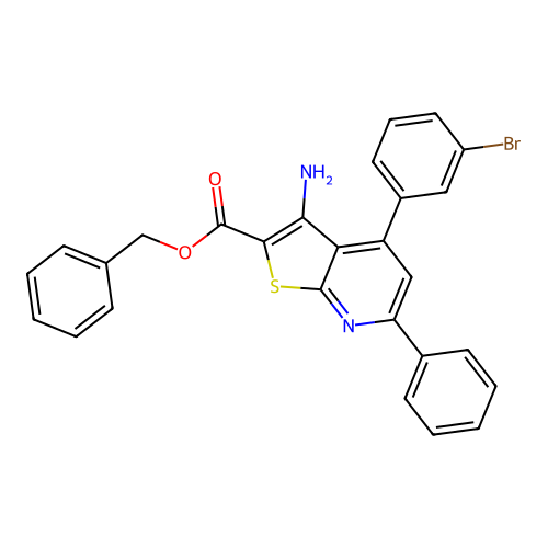 Benzyl 3-amino-4-(3-bromophenyl)-6-phenylthieno[2,3-b]pyridine-2-carboxylate structure