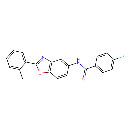 4-fluoro-N-[2-(2-methylphenyl)-1,3-benzoxazol-5-yl]benzamide structure