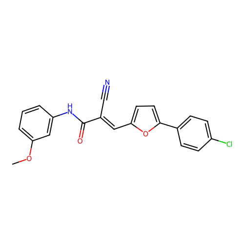 (E)-3-(5-(4-chlorophenyl)furan-2-yl)-2-cyano-N-(3-methoxyphenyl)acrylamide structure