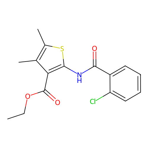 Ethyl 2-[(2-chlorobenzoyl)amino]-4,5-dimethyl-3-thiophenecarboxylate structure