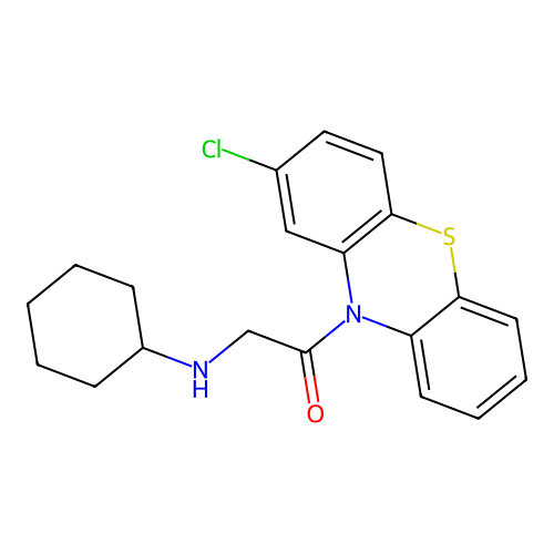 1-(2-chloro-10H-phenothiazin-10-yl)-2-(cyclohexylamino)ethanone structure