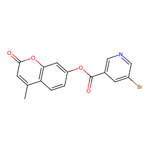 4-methyl-2-oxo-2H-chromen-7-yl 5-bromonicotinate structure