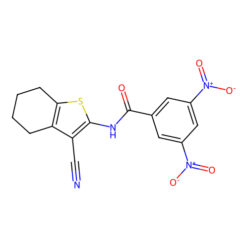 N-(3-cyano-4,5,6,7-tetrahydro-1-benzothiophen-2-yl)-3,5-dinitrobenzamide structure