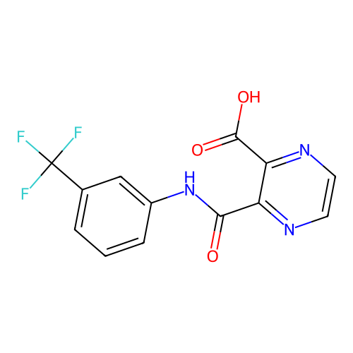 3-((3-(Trifluoromethyl)phenyl)carbamoyl)pyrazine-2-carboxylic acid structure