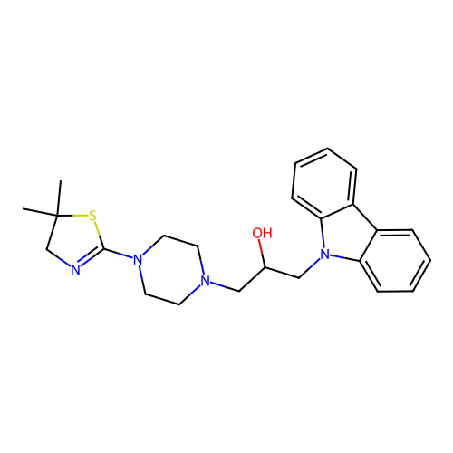 1-carbazol-9-yl-3-[4-(5,5-dimethyl-4H-1,3-thiazol-2-yl)piperazin-1-yl]propan-2-ol structure