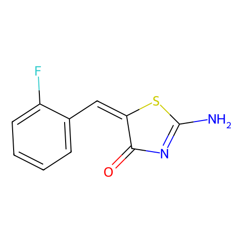 (5E)-5-(2-fluorobenzylidene)-2-imino-2,5-dihydro-1,3-thiazol-4-ol structure
