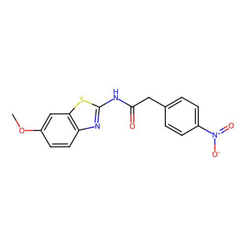 N-(6-methoxy-1,3-benzothiazol-2-yl)-2-(4-nitrophenyl)acetamide structure