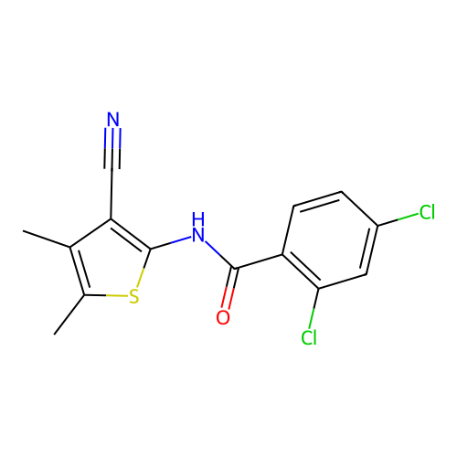 2,4-dichloro-N-(3-cyano-4,5-dimethylthiophen-2-yl)benzamide structure