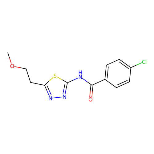 4-chloro-N-[5-(2-methoxyethyl)-1,3,4-thiadiazol-2-yl]benzamide structure