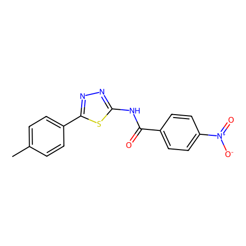 4-nitro-N-[5-(4-methylphenyl)-1,3,4-thiadiazol-2-yl]benzamide structure