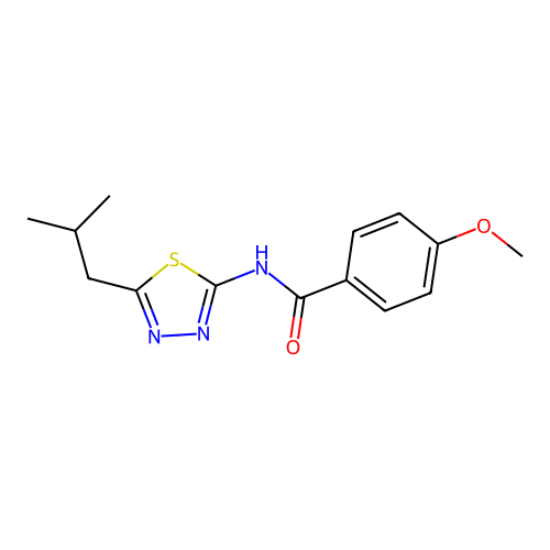 4-methoxy-N-[5-(2-methylpropyl)-1,3,4-thiadiazol-2-yl]benzamide structure