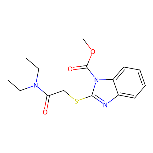 methyl 2-{[2-(diethylamino)-2-oxoethyl]sulfanyl}-1H-benzimidazole-1-carboxylate structure