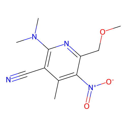 2-(Dimethylamino)-6-(methoxymethyl)-4-methyl-5-nitropyridine-3-carbonitrile structure