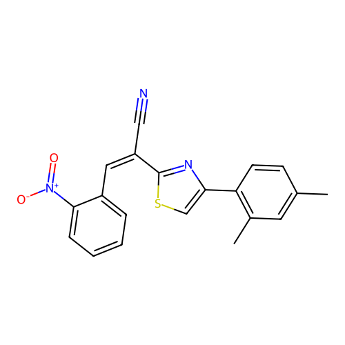 (2Z)-2-[4-(2,4-dimethylphenyl)-1,3-thiazol-2-yl]-3-(2-nitrophenyl)prop-2-enenitrile structure