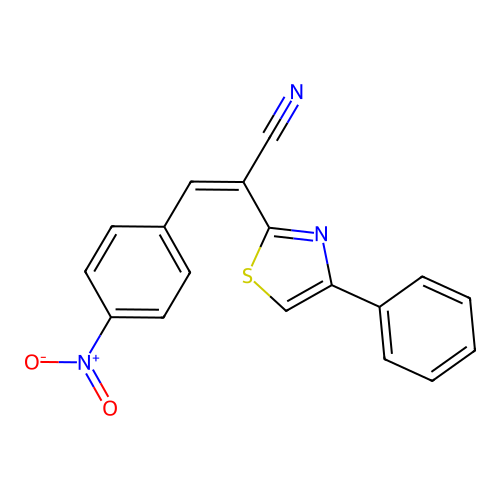 (Z)-3-(4-nitrophenyl)-2-(4-phenylthiazol-2-yl)acrylonitrile structure