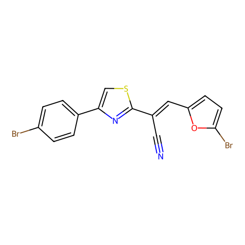 (2E)-3-(5-bromofuran-2-yl)-2-[4-(4-bromophenyl)-1,3-thiazol-2-yl]prop-2-enenitrile structure