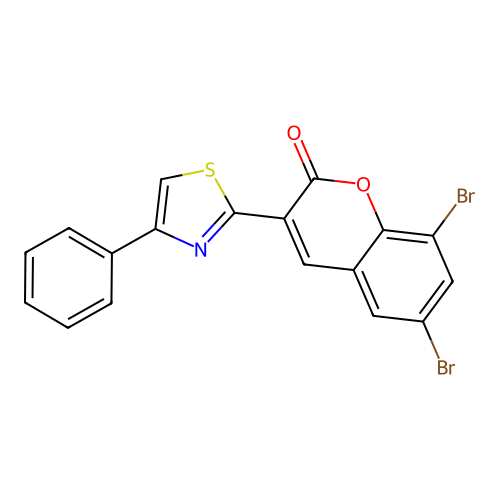6,8-Dibromo-3-(4-phenyl-1,3-thiazol-2-yl)chromen-2-one structure