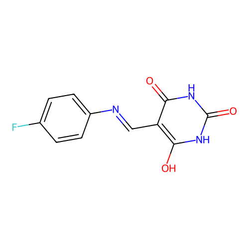 5-{[(4-Fluorophenyl)amino]methylene}-1,3-dihydropyrimidine-2,4,6-trione structure