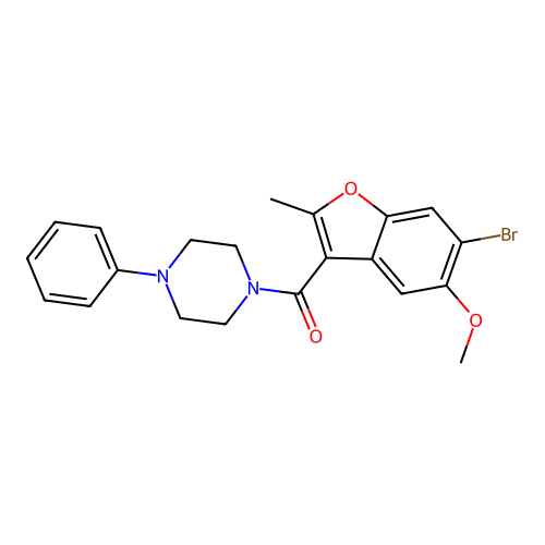 (6-Bromo-5-methoxy-2-methyl-1-benzofuran-3-yl)(4-phenylpiperazin-1-yl)methanone structure