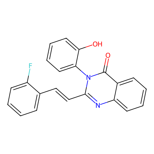 2-[(E)-2-(2-fluorophenyl)ethenyl]-3-(2-hydroxyphenyl)quinazolin-4(3H)-one structure