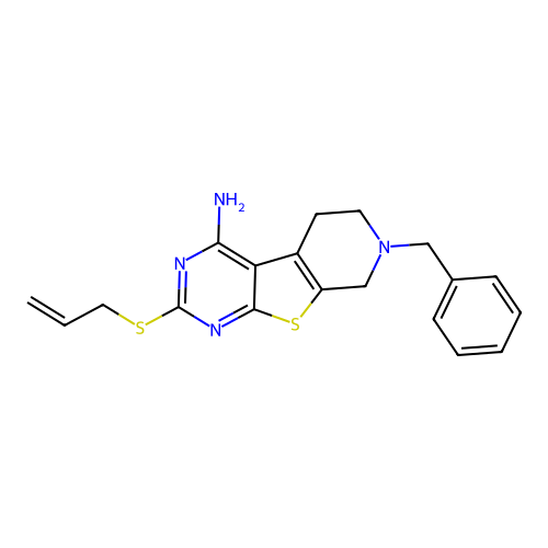 2-(allylthio)-7-benzyl-5,6,7,8-tetrahydropyrido[4',3':4,5]thieno[2,3-d]pyrimidin-4-amine structure