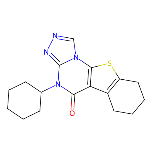 4-cyclohexyl-6,7,8,9-tetrahydro[1]benzothieno[3,2-e][1,2,4]triazolo[4,3-a]pyrimidin-5(4H)-one structure