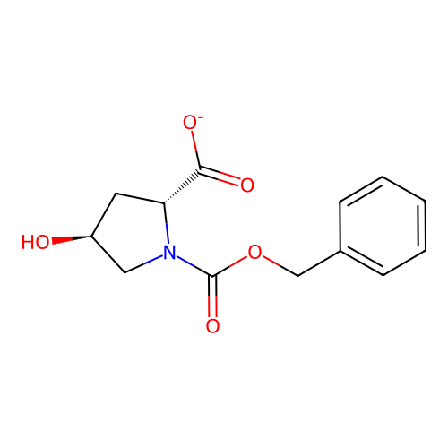 (2R,4S)-4-hydroxy-1-phenylmethoxycarbonylpyrrolidine-2-carboxylate structure