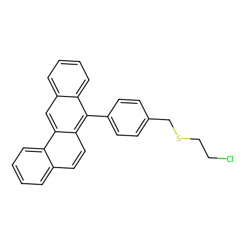 2-Chloroethyl 4-(tetraphen-7-yl)benzyl sulfide structure
