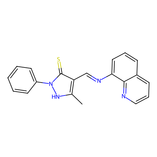 3-methyl-1-phenyl-4-[(8-quinolylamino)methylene]-1,2-diazoline-5-thione structure