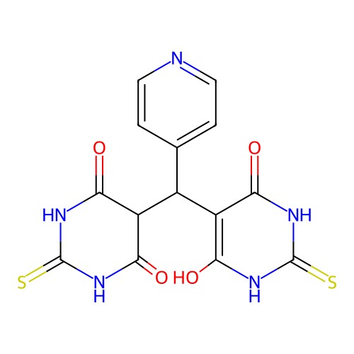 5-((6-hydroxy-4-oxo-2-thioxo-1,2,3,4-tetrahydropyrimidin-5-yl)(pyridin-4-yl)methyl)-2-thioxodihydropyrimidine-4,6(1H,5H)-dione structure