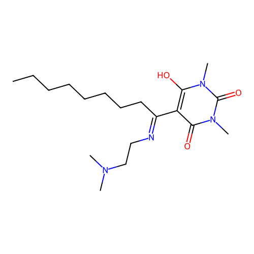 5-[1-(2-dimethylaminoethylamino)nonylidene]-1,3-dimethyl-1,3-diazinane-2,4,6-trione structure