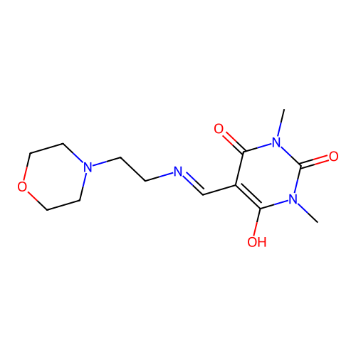 1,3-dimethyl-5-[(2-morpholin-4-ylethylamino)methylidene]-1,3-diazinane-2,4,6-trione structure