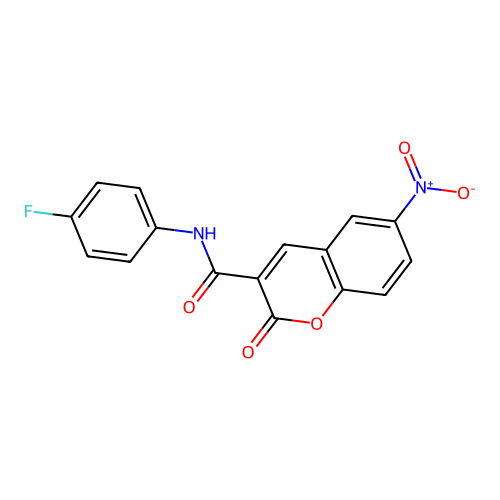 N-(4-fluorophenyl)-6-nitro-2-oxo-2H-chromene-3-carboxamide structure