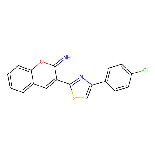 3-[4-(4-Chloro-phenyl)-thiazol-2-yl]-chromen-2-ylideneamine structure