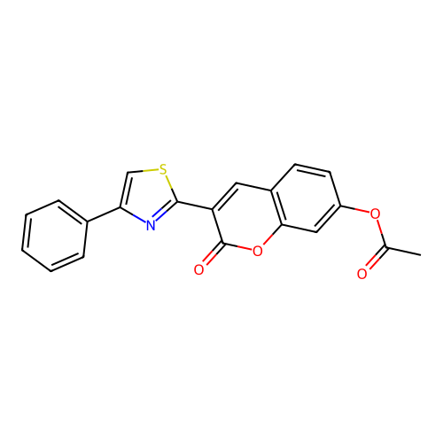 3-[4-Phenylthiazol-2-yl]-7-acetoxy-chromen-2-one structure