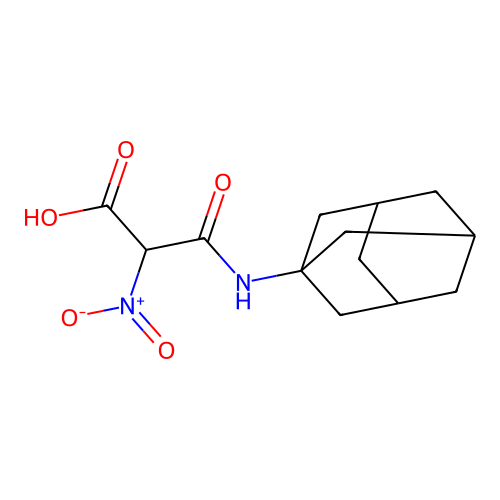 2-Nitro-3-oxo-3-(tricyclo[3.3.1.1~3,7~]dec-1-ylamino)propanoic acid structure