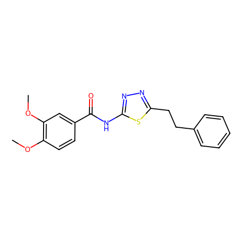3,4-dimethoxy-N-(5-phenethyl-1,3,4-thiadiazol-2-yl)benzamide structure