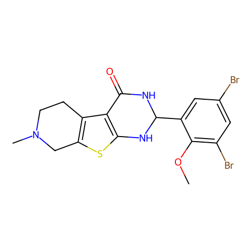 2-(3,5-dibromo-2-methoxyphenyl)-7-methyl-1,2,5,6,7,8-hexahydropyrido[4',3':4,5]thieno[2,3-d]pyrimidin-4-ol structure