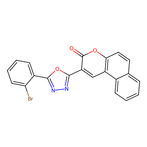 2-[5-(2-bromophenyl)-1,3,4-oxadiazol-2-yl]-3H-benzo[f]chromen-3-one structure