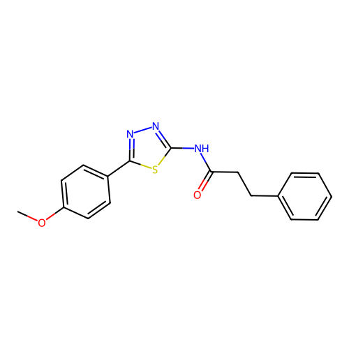 N-[5-(4-methoxyphenyl)-1,3,4-thiadiazol-2-yl]-3-phenylpropanamide structure