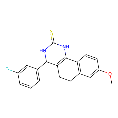4-(3-fluorophenyl)-8-methoxy-3,4,5,6-tetrahydrobenzo[h]quinazoline-2(1H)-thione structure