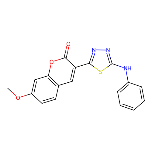 7-methoxy-3-(5-(phenylamino)-1,3,4-thiadiazol-2-yl)-2H-chromen-2-one structure