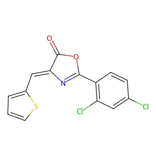 (4Z)-2-(2,4-dichlorophenyl)-4-(thiophen-2-ylmethylidene)-1,3-oxazol-5(4H)-one structure