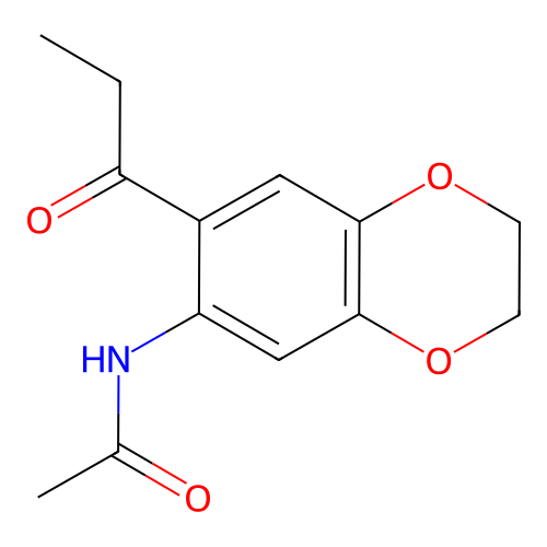 N-(7-propanoyl-2,3-dihydro-1,4-benzodioxin-6-yl)acetamide structure
