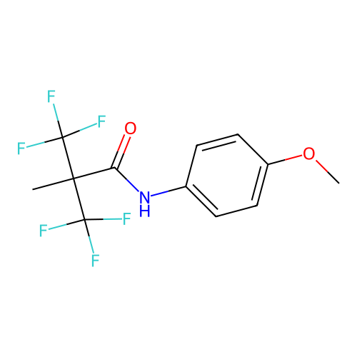 3,3,3-trifluoro-N-(4-methoxyphenyl)-2-methyl-2-(trifluoromethyl)propanamide structure