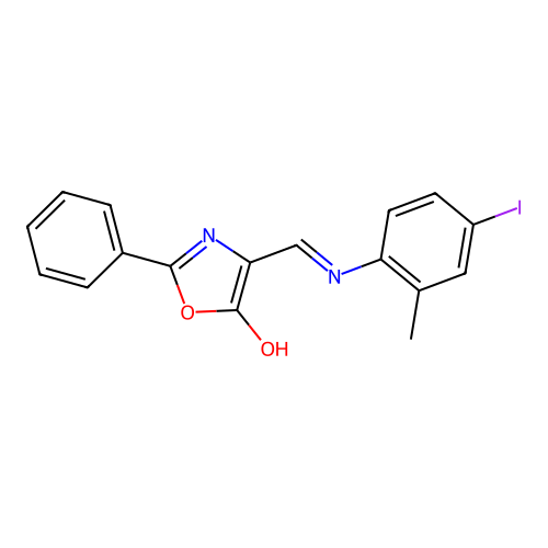 (4E)-4-{[(4-iodo-2-methylphenyl)amino]methylidene}-2-phenyl-1,3-oxazol-5(4H)-one structure