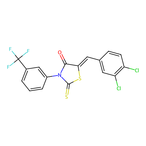 (Z)-5-(3,4-dichlorobenzylidene)-2-thioxo-3-(3-(trifluoromethyl)phenyl)thiazolidin-4-one structure
